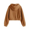 ZAFUL Women's Hooded Zip Up Faux Shearling Fluffy Teddy Jacket