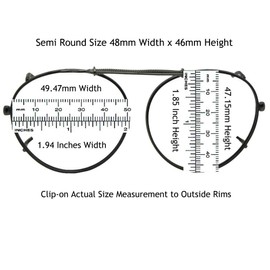 Semi Round Non Polarized Clip-on Sunglasses for Men & Women-Semi Round Shape Clip On Sunglasses For Eyewear (Pewter-Non Polarized Amber Lens, 50mm Wide x 47mm Height, Millimeters)