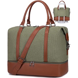 Bluboon Women Ladies Carry-on Tote Weekender Bag with Shoe Compartment, Canvas Overnight Travel Duffle Bag in Trolly Handle