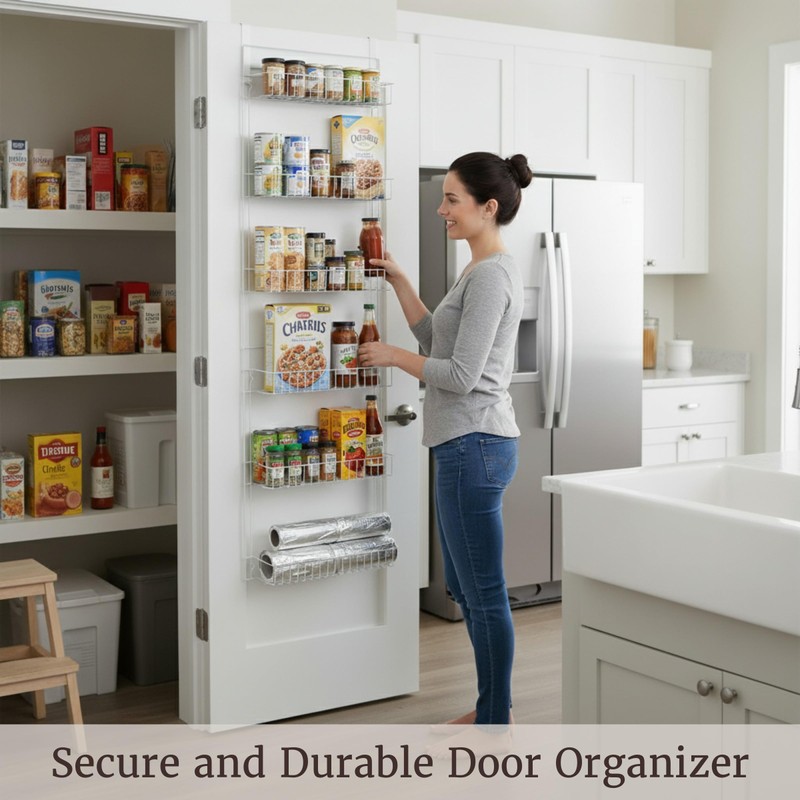 Over the Door Organizer - 6-Tier Adjustable Pantry Shelves and