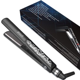 JINRI Professional Salon Flat Iron with 1 Inch Plate Ceramic Tourmaline Ionic Hair Straightener and Curler Auto Shut Off