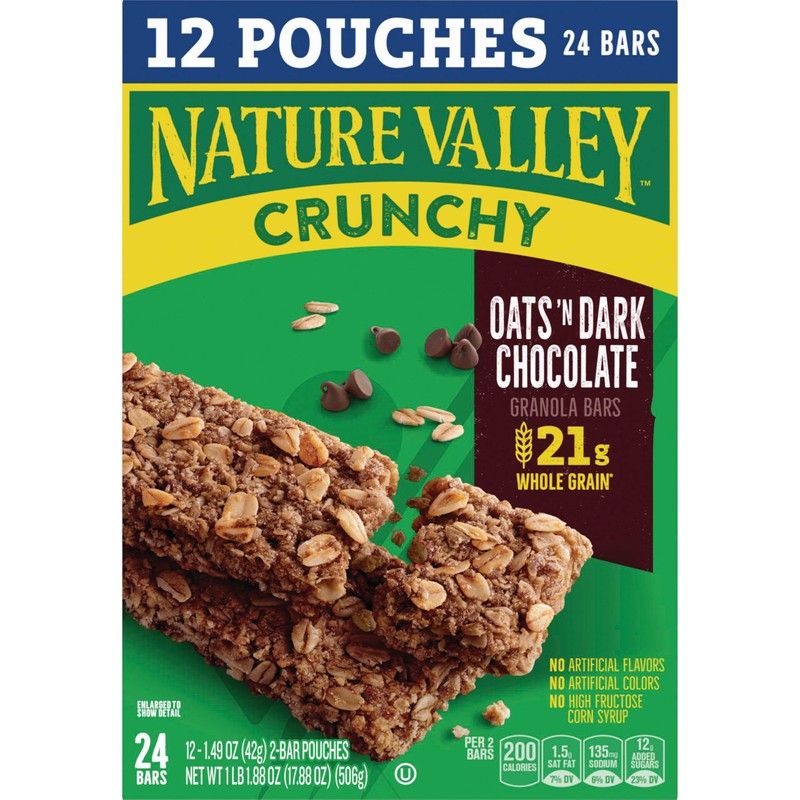 Nature Valley Crunchy Granola Bars, Oats 'n Dark Chocolate, 24