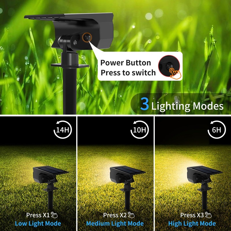 Tadyreal Solar Spot Lights Outdoor 6 Pack, [46 LED/3 Modes]