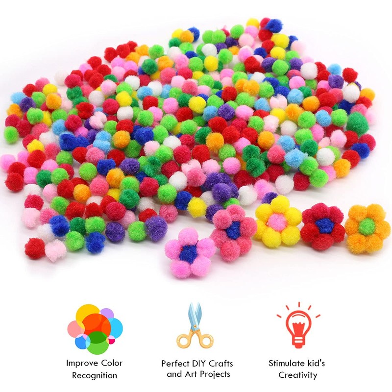 YooThink 1500 Pieces Pompoms for Crafts Small Size 1cm Small Pom Poms for Crafts Pompoms for DIY Creative Crafts Decorations