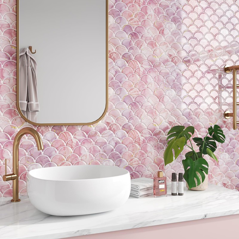 VEELIKE 12 Sheets Fish Scale Backsplash Tiles Peel and Stick