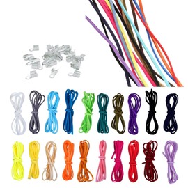 20 Colours Leather Bands for Chains, Leather Cord 3 mm, Flat Leather Cord Set 20 m (20 x 1 m), Leather Cord with Clasp for DIY Bracelet, Necklace, Gifts, Jewellery, Crafts
