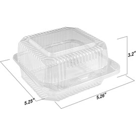 MT Products Clear Cake Slice Container 5" x 5" x 2.75" - To go Square Plastic Container (Pack of 40) - Made in the USA