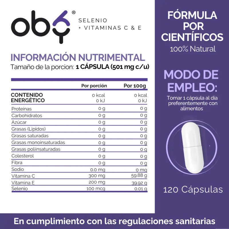 Oby Selenio Max 120 Caps + Vitamina C Y Vitamina