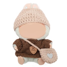 Gosknor 3pcs Clothes Outfit for 17cm Dolls, Premium Brown and Khaki Doll Accessories with Designer Clothes Hat Crossbody Bags Chic Style Set for Decoration Supplies