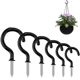 benlidoner 120Pcs Cup Hook Metal Ceiling Hooks Multipurpose Vinyl Coated Screw in Hooks for Hanging Plants Lights Cups Utensils, 6 Sizes