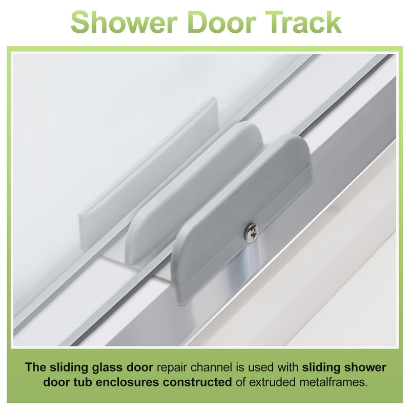 M6219 Sliding Shower Door Bottom Track (2-Pack, Gray) 1/2-inch Channel,