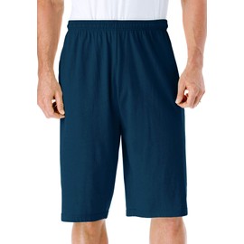 KingSize Men's Big & Tall Lightweight Extra Long Jersey Shorts - 2XL, Navy