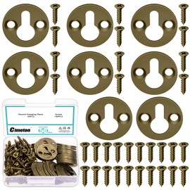 Cimeton 150PCS 25MM Round Keyhole Hangers Single Keyhole Hanging Plate Keyhole Shelf Hanger with Screw Keyhole Picture Hangers for Wall Mounting Coat Rack(Antique Bronze)
