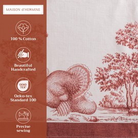 Maison d'Hermine 100% Cotton Set of 4 Placemats for Dining Table | Kitchen | Wedding | Everyday | Dinner Parties | Christmas (33 cm x 48 cm)