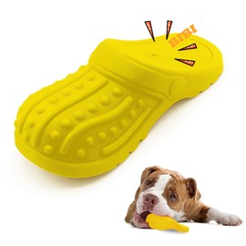 NICEIN® Indestructible Dog Toy, Squeaky Interactive Dog Toy, Natural Rubber Chew Toy Dog for Small, Medium, Large Dogs, Clean Pet Teeth, Dog Toy in Slipper Shape (Yellow)