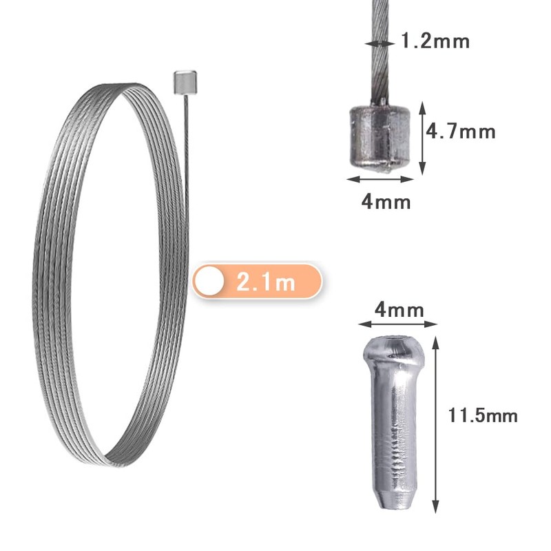 KALOLINNA Bicycle Brake Line, 6pcs 2.1m Cable Stainless Steel with