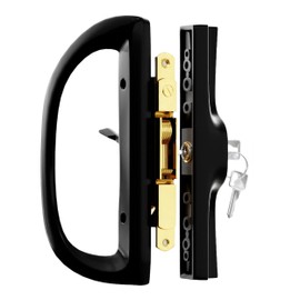 T-HAKEN Sliding Glass Door Handle Replacement Kit, 3‑15/16" Screw Spacing, All- Aluminum, Mortise Style, Reversible, Non-Keyed, Fits 1‑3/8"–1‑3/4" Doors. (Black)