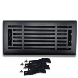 Sierra Grates 4" x 10" Linear Design Steel Floor Register in Textured Black Finish with mounting Clips- for Floor or Side Wall- Decorative Air Vent Covers- Floor Register 4” x 10”