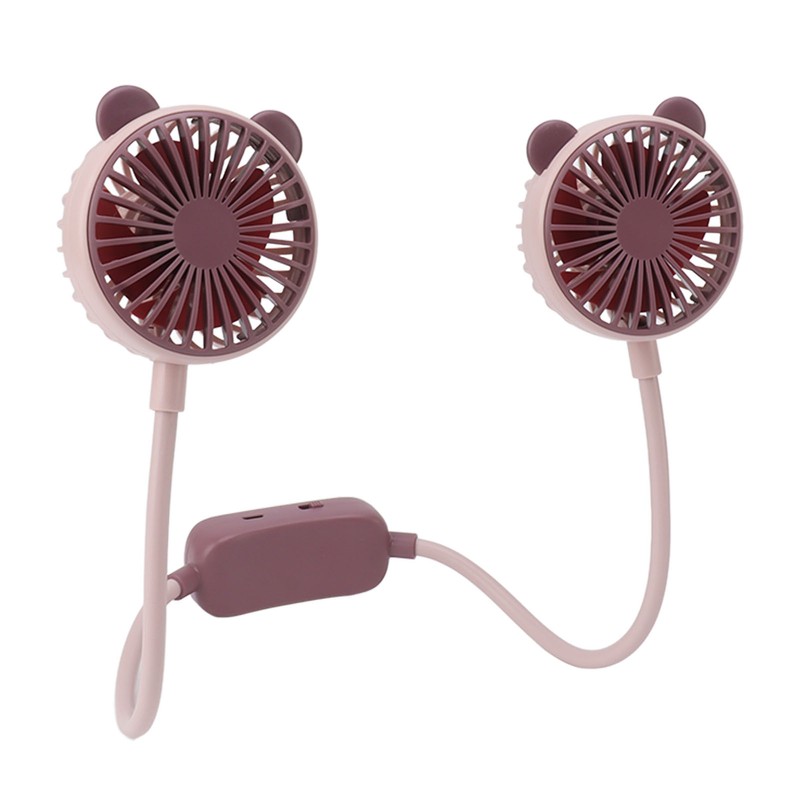 Portable Neck Fan Dual Head Bendable Wearable USB Rechargeable Hand