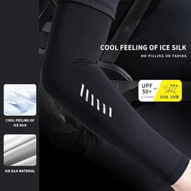 WHYCNJL 1 Pair Arm Ssleeve Gaming Cooling UPF 50+ Compression Arm Warmers Sun Protection Arm Sleeves Elastic Breathable No Fading Pilling Resistant for Outdoor Sports Dark Grey, black