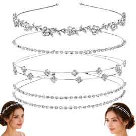 4 Pcs Rhinestone Headbands for Women Silver Bridal Wedding Hair Accessories for Banquets Parties Dances