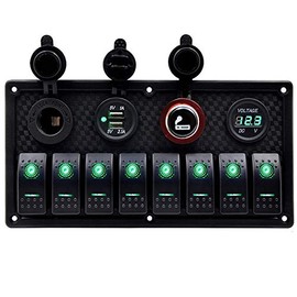 Car Voltmeter Rocker Switch Digital Display 8 Switches 12 V / 24 V IP67 Waterproof with Dual USB Charger Port 4.2 A for Boat Car Motorhome Truck Yacht