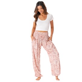 Lotus and Luna Harem Pants Thai Pants for Women Perfect for Beach & Lounge (as1, Alpha, s, Regular, Regular, Guava, PKT XL)