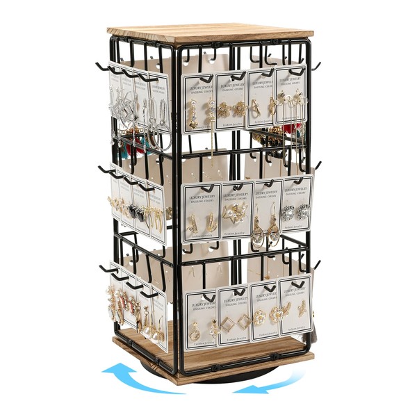 PrismHaze Rotating Earring Display Stands, 48 Hooks Earring Display for