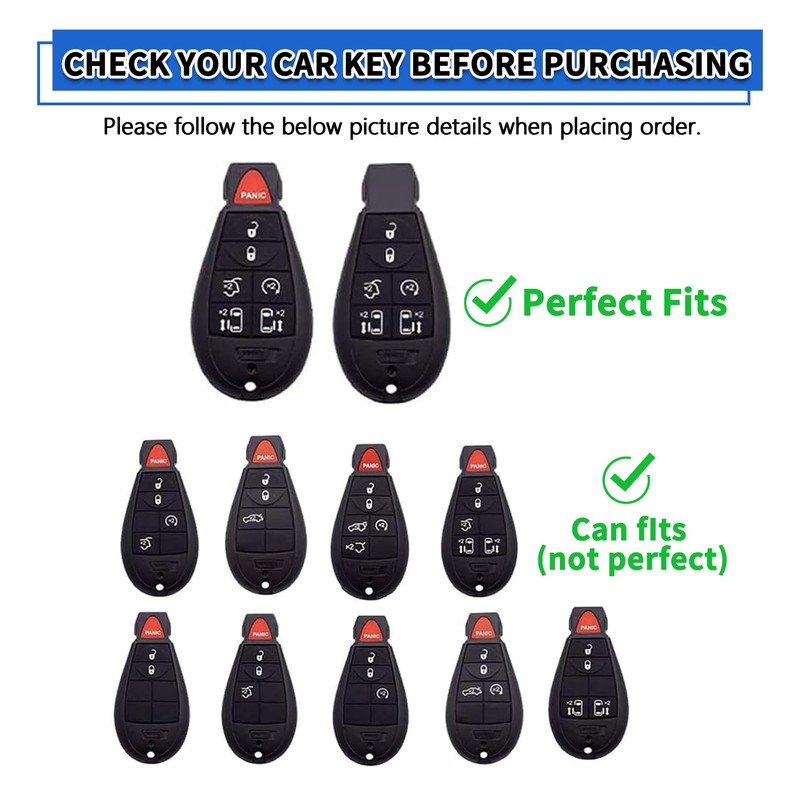 TOMALL for Dodge Key Fob Cover with Keychain, 2 3