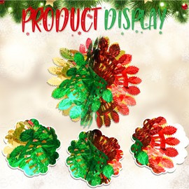 60cm Christmas Foil Hanging Snowball Decoration, Festive Red, Green & Gold Ceiling Decor for Xmas Parties, Holiday Home Decorations, and Winter Celebrations