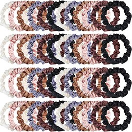 48 Piezas Gomas para Pelo de Satén Bandas Elásticas de Seda para Cabello Titulares de Cola de Caballo Goma para Pelo Multicolor para Mujer Niña Acceso