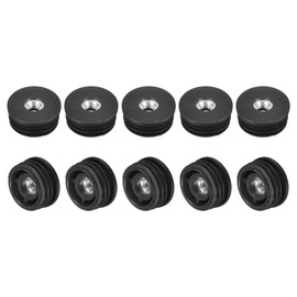 sourcing map 30Pcs Plastic Threaded Tube Inserts with M8 Thread, for 32mm/1.26" OD Round Tube, Adjustable Round Black Plastic Plug Caster Insert Chair End Caps Furniture Leg Plug