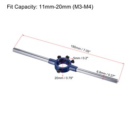 sourcing map Round Die Stock Handle Wrench Set, #4-40 UNC Threading Die and 20mm Die Holder (Fits: 11mm-20mm OD Die / M3-M4 Thread Die) Adjustable for Bolt Thread Repair