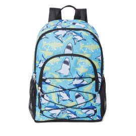 Shark School And Travel Bungee Cord Backpack Boys and Girls Book Bag 16" Shark