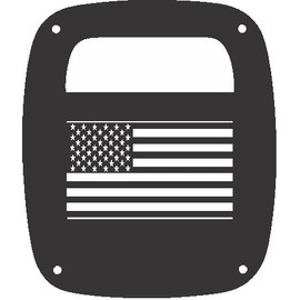 JeepTails USA Flag Tail lamp Light Covers Compatible with Jeep Wrangler TJ and YJ - Black - Set of 2