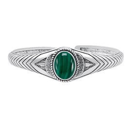 Natural Malachite Cuff Bracelets 925 Sterling Silver Overlay Vintage Boho Southwest Theme Jewelry For Men Women