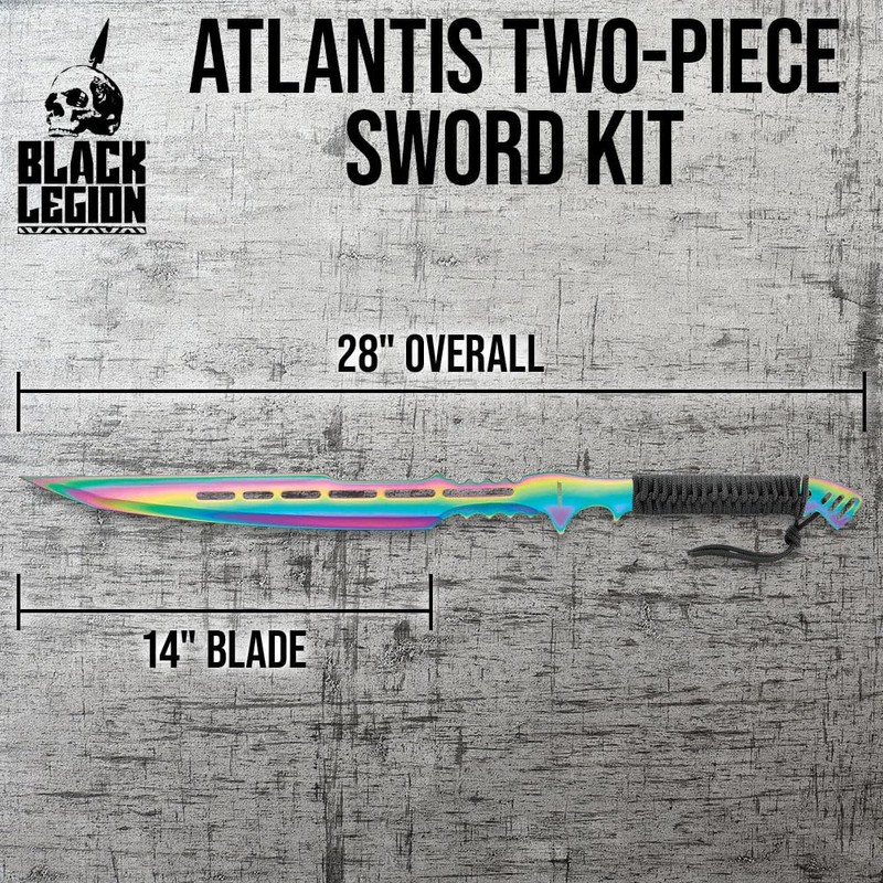 Black Legion Atlantis Fantasy Sword with Sheath | One-Piece Stainless