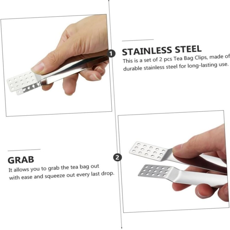 DACUAN Tea Bag Squeezer Tongs, 2Pack Stainless Steel Tong Tea