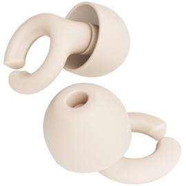 HEAR Hush Hoops Ear Plugs, Reusable Soft Silicone Plugs with Horseshoe Shape for Comfort, Designed for Sleep and Loud Noises, 17dB (NRR) Noise Reduction Rating, Cream, 1 Pair with Portable Travel Case