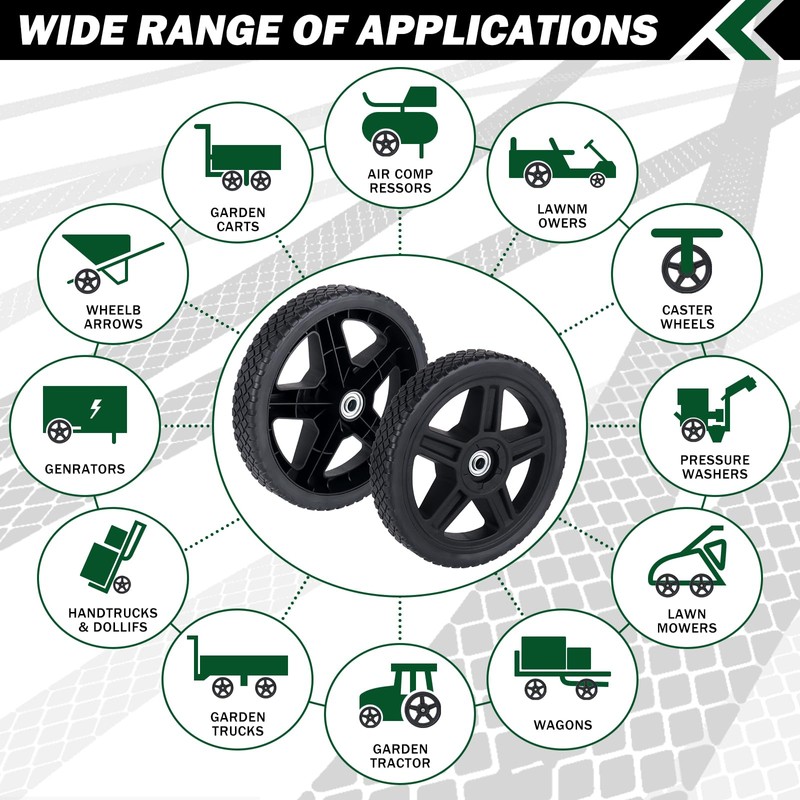 CheeMuii 10 Inch Lawn Mower Wheels 2 Pack 10" Push