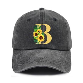 Sunflower Baseball Hat with Init-ial B,Sunflower Giftss for Women Adult,Sun Hat Adjustable Size,Letter Baseball Cap Fishing Hat Monogrammed Giftss for Women,Mom,Friend,Sister,Daughter,Teen Girls (B)