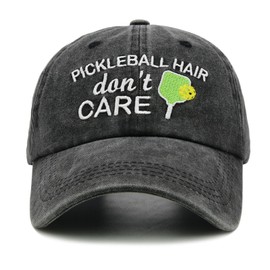 Sunlark Pickleball Cap for Women, Gifts for Pickleball Lovers, Adjustable Washed Vintage Embroidered Pickle Ball Hat Black