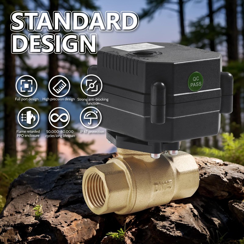 Motorized Ball Valve- 3/4" Brass Electric Ball Valve with Full