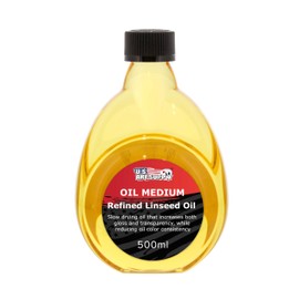 U.S. Art Supply Aceite de linaza refinado, 500 ml (16.9 oz) Medio fluido - Aceite de linaza para madera, medios de pintura y acabado de madera