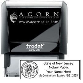 Self Inking New Jersey Notary Stamp, Notary Stamp New Jersey, Rectangular Imprint, Sized 7/8" x 2-1/4", Up to 5,000 Impressions and Available in 11 Ink Colors, Easy Press and Print Stamping