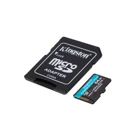 Kingston Canvas Go! Plus microSD memory card Class 10, UHS-I 64 GB microSDXC 170R A2 U3 V30 Card + ADP