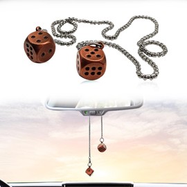 Creative Metal Dice Car Rear View Mirror Pendant, Automotive Mirror Hanging Pendant, Car Ornament Rear View Mirror Accessories Car Ornament for Women and Man