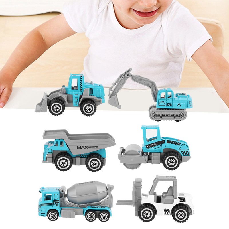 6pcs 1:64 Engineering Car Model Alloy Simulation Vehicle Car Model