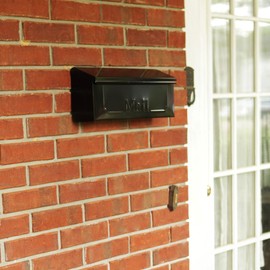 ARCHITECTURAL MAILBOXES Townhouse Galvanized Steel, Wall-Mount Mailbox, Black Small