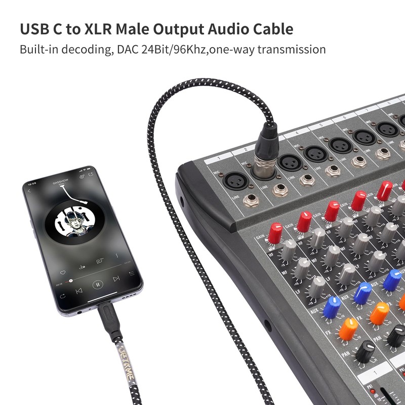 USB c to XLR Male Audio Cable,24Bit/96Khz USB C Smartphone/Laptop